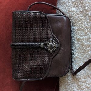 Classic Brighton Woven Leather Crossbody Bag - Brown